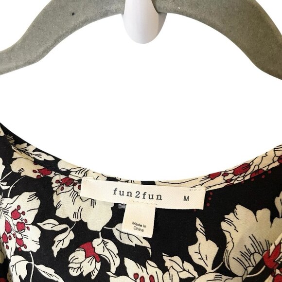 Fun 2 Fun Top Stitch Fix Women's Maley Blouse Size M Black Floral 3/4 Sleeve - Picture 5 of 6